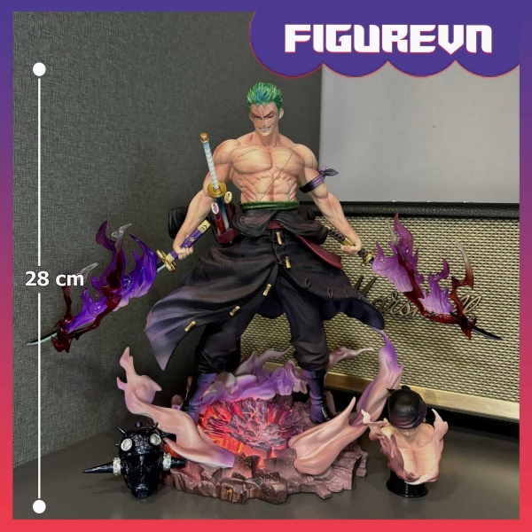 Mô hình Zoro Siêu Nét 2 đầu 28 cm có LED - One Piece